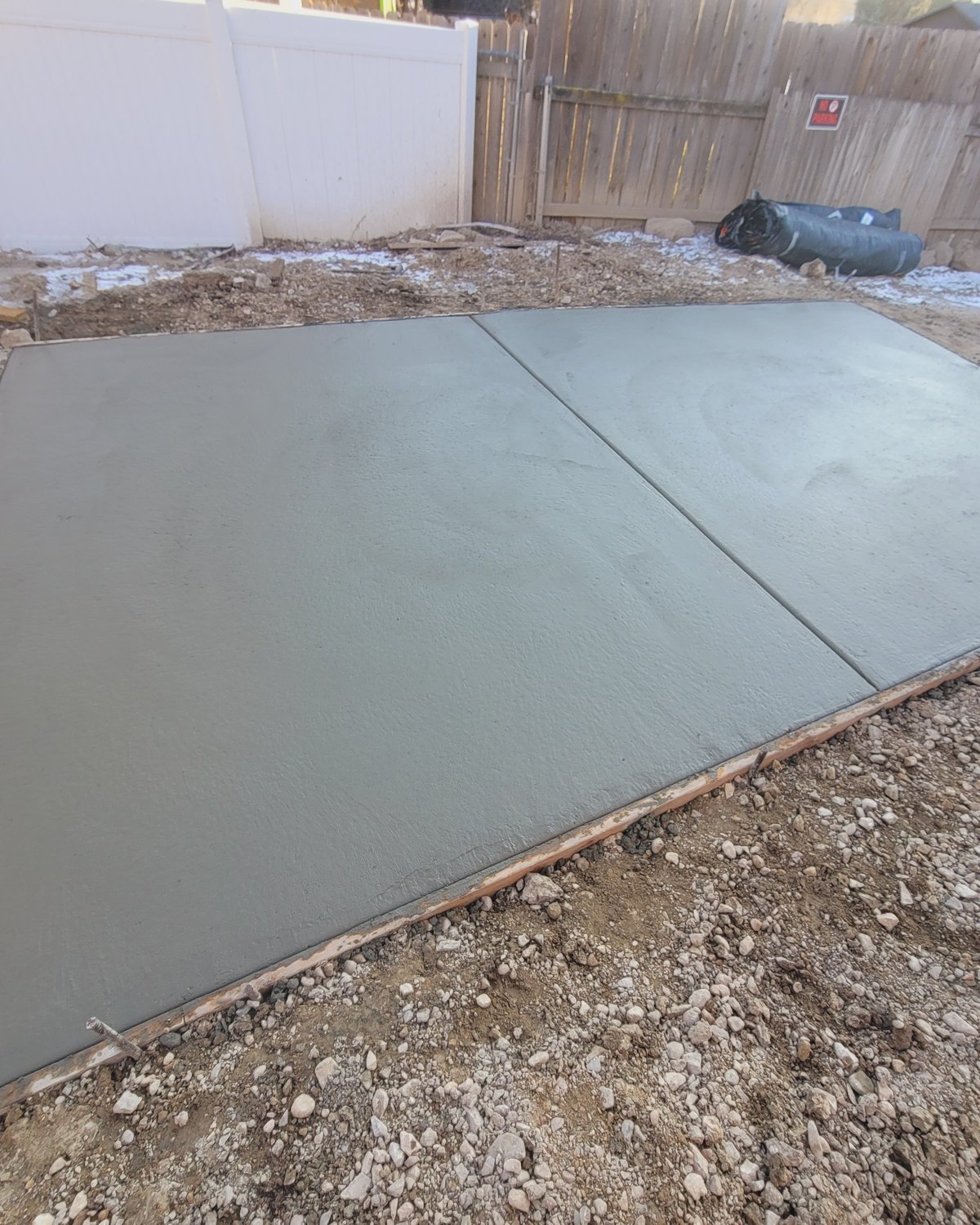 Freshly poured concrete slab