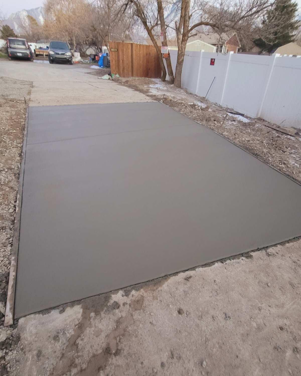 Concrete driveway pour