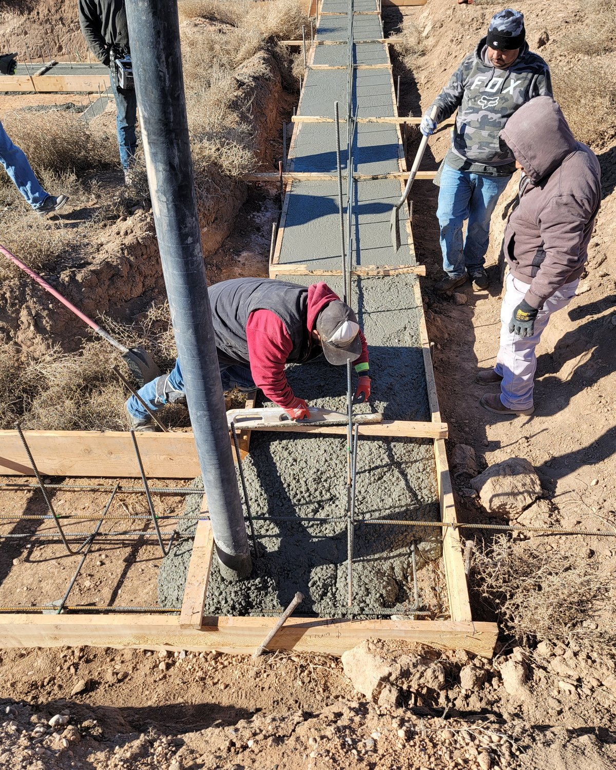 Foundation footings with rebar ready for concrete