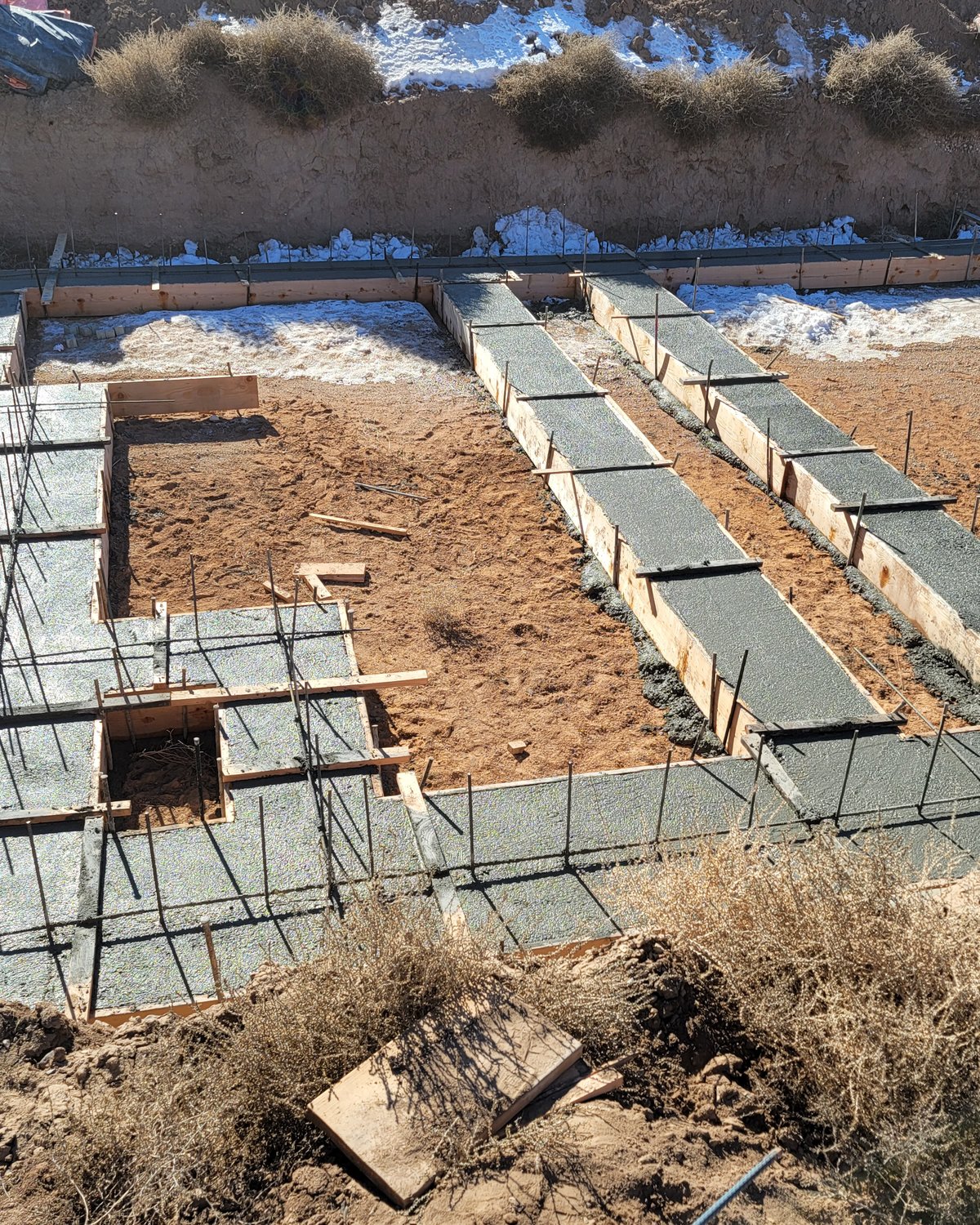 Rebar-tied foundation footings