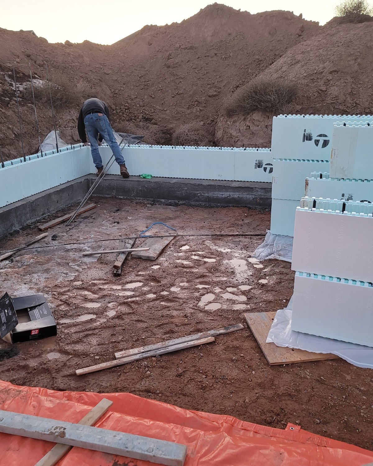ICF foundation walls under construction