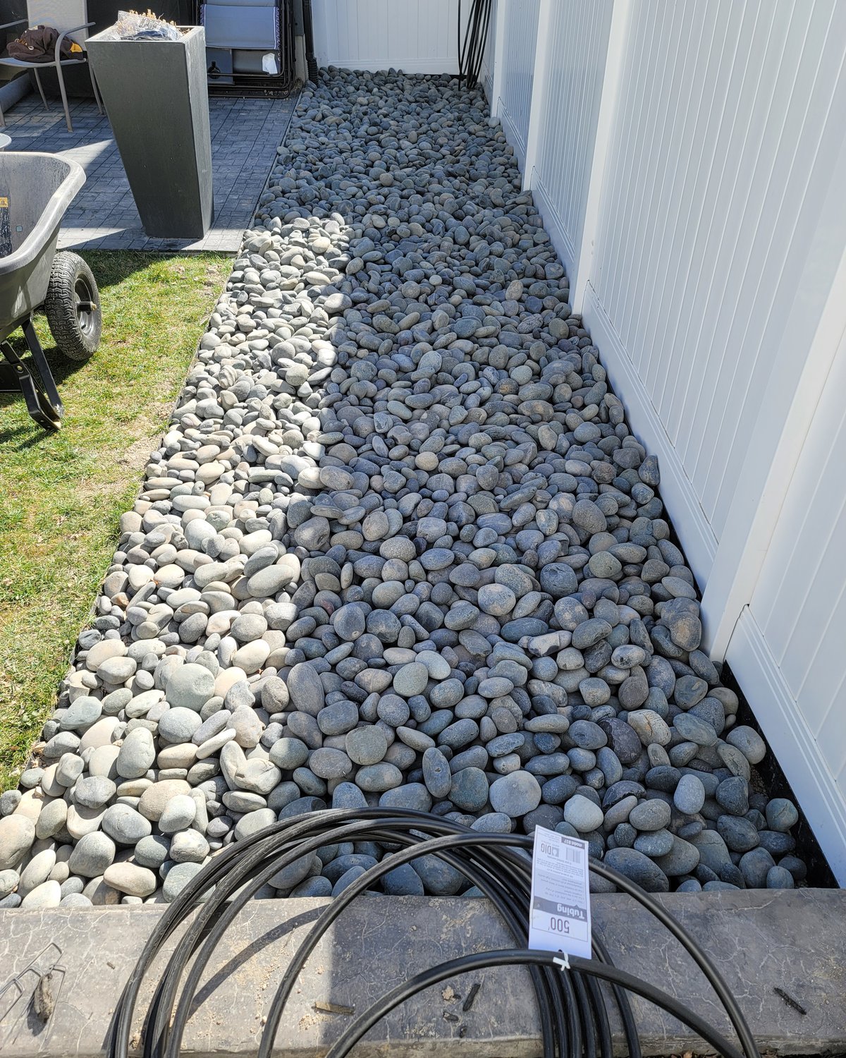 River rock drainage border